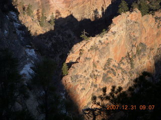 88 6cx. Zion National Park - sunrise Angels Landing hike - view from the top - knife edge