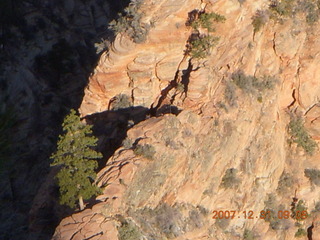 Zion National Park - sunrise Angels Landing hike - view from the top - knife edge zoomed in