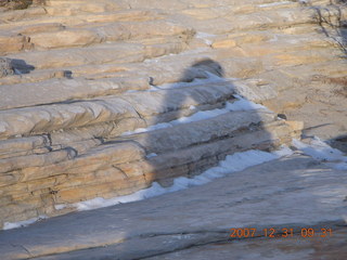 Zion National Park - sunrise Angels Landing hike - my shadow at the top