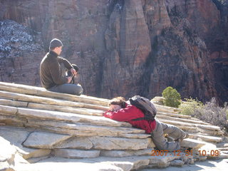 139 6cx. Zion National Park - sunrise Angels Landing hike - other hikers