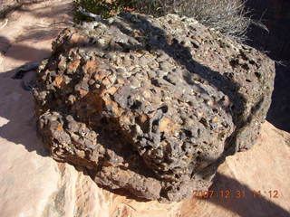 186 6cx. Zion National Park - sunrise Angels Landing hike - interesting rock