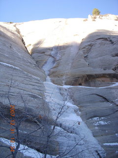 234 6cx. Zion National Park - West Rim hike - ice running down rock