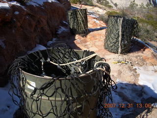 253 6cx. Zion National Park - West Rim hike - cans of construction stuff