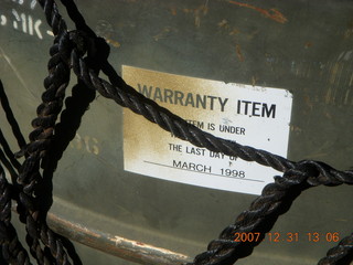Zion National Park - West Rim hike - warranty on can of construction stuff