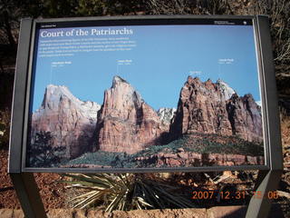 319 6cx. Zion National Park - Patriarchs - sign