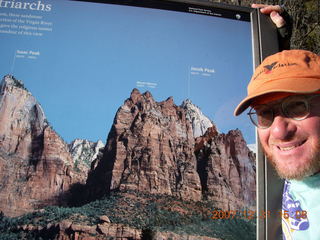 323 6cx. Zion National Park - Patriarchs - sign - Adam