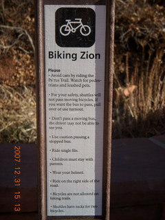 Zion Canyon bicycle rules