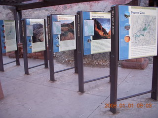 58 6d1. Zion National Park - visitor's center signs