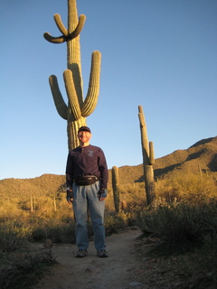 Sonia's pictures - Adam and saguaro cactus - Lost Dog Wash