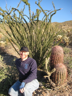 Sonia's pictures - Adam and ocotilla cactus - Lost Dog Wash