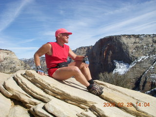 46 6eu. Zion National Park - Angels Landing hike - Adam at the top