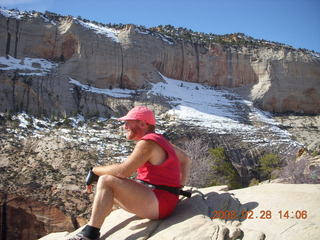 49 6eu. Zion National Park - Angels Landing hike - Adam at the top