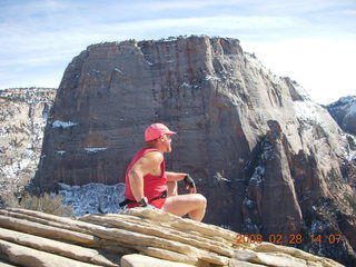51 6eu. Zion National Park - Angels Landing hike - Adam at the top