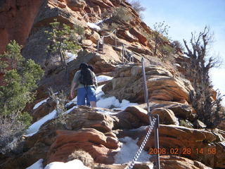 78 6eu. Zion National Park - Angels Landing hike - hiker going up