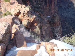 Zion National Park - Angels Landing hike - ice and chains going down