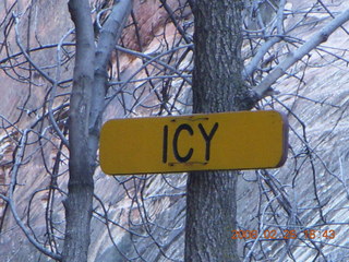 152 6eu. Zion National Park - Angels Landing hike - ICY sign