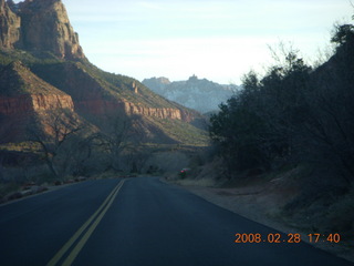 166 6eu. Zion National Park - road at sunset