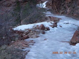 6 6ev. Zion National Park - snowy, icy path to Hidden Canyon