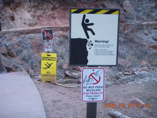 Zion National Park - warning signs