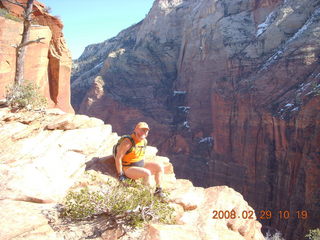Zion National Park - Angels Landing hike - Adam at Scout Lookout