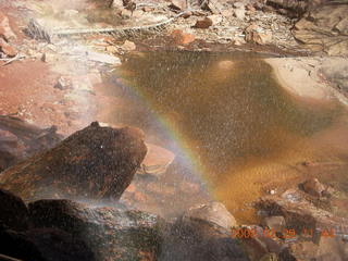 Zion National Park - Emerald Ponds hike - waterfall - rainbow