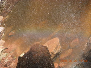 Zion National Park - Emerald Ponds hike - waterfall - rainbow