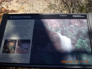 60 6ev. Zion National Park - Emerald Ponds hike - sign