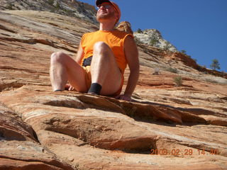 106 6ev. Zion National Park - slickrock hill - Adam sitting