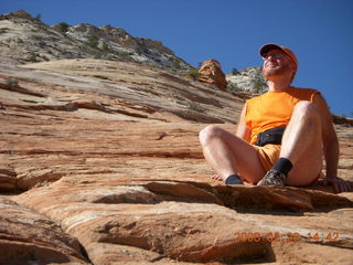 Zion National Park - slickrock hill - Adam sitting