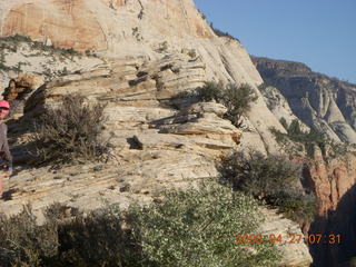 45 6gt. Zion National Park - Angels Landing hike - at the top - Adam (where's Waldo?)