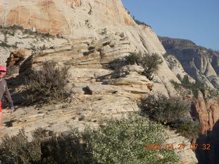 46 6gt. Zion National Park - Angels Landing hike - at the top - Adam (where's Waldo?)