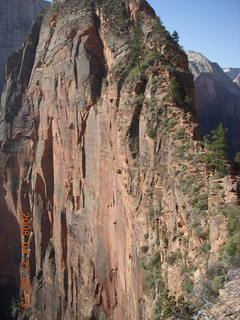63 6gt. Zion National Park - Angels Landing hike - sheerface with climbers