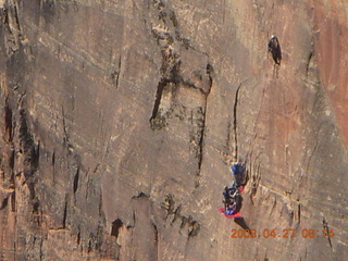 66 6gt. Zion National Park - Angels Landing hike - sheerface with climbers up close