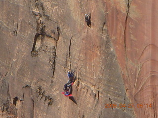 67 6gt. Zion National Park - Angels Landing hike - sheerface with climbers up close