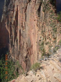 71 6gt. Zion National Park - Angels Landing hike - sheerface with climbers