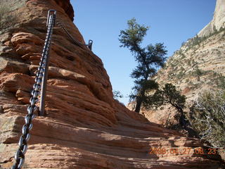 Zion National Park - Angels Landing hike - sheerface with climbers up close