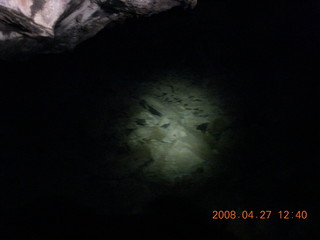129 6gt. Snow Canyon - Lava Flow cave lit by headlamp