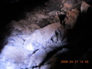 Snow Canyon - Lava Flow cave - Adam with headlamp