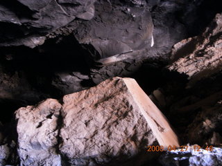 Snow Canyon - Lava Flow cave lit by headlamp