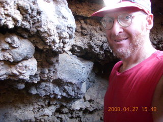 302 6gt. Snow Canyon - Lava Flow cave - Adam with headlamp