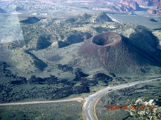 33 6gu. aerial - volcano cone near Snow Canyon