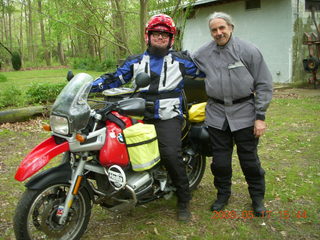 William and Bill Dudley and motorcycle