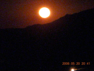 red moonrise in Globe, Arizona