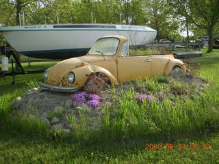 yellow VW superbeetle flowerpot