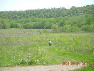Minnesota country road - grass path - Adam running