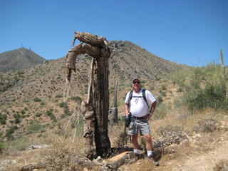 Windgate hike - saguaro skeleton with arthritis and Michael - Beth and Michael photo