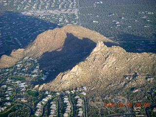 8 6j8. aerial - Pinnacle Peak with its summer-sunrise shadow