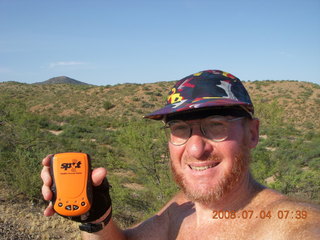 Windgate hike - Adam atop big rock with Michael below