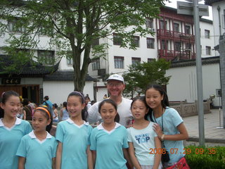 eclipse - Shanghai - Zhu Jia Jiao village - girls joining us for Tai Chi and Adam