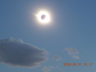 273 6l1. eclipse - Jiayuguan - Gobi Desert - total eclipse with corona and clouds